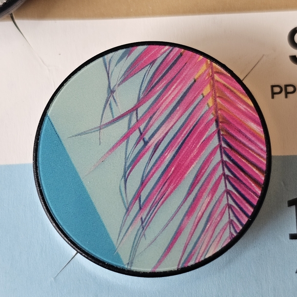 SpinPop 4Terra Universal Mini Phone Grips - IRIDESCENT/SILVER/RED FEATHER - Picture 4 of 6